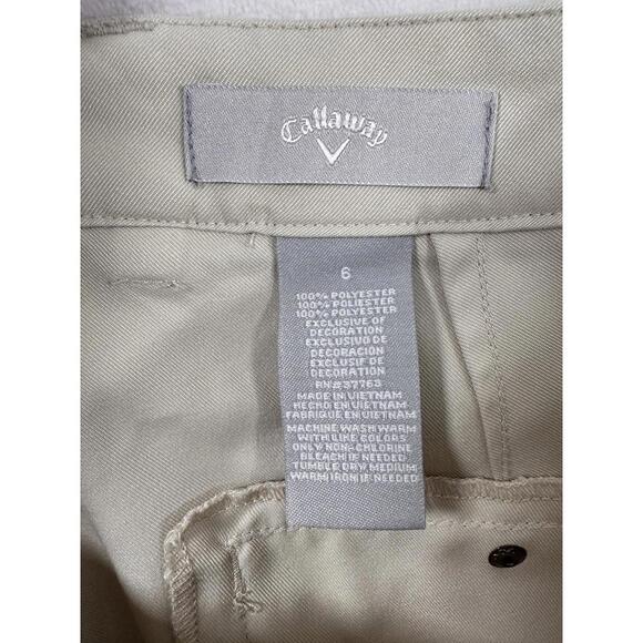 Callaway Golf Shorts Size 6 Womens Long 12” Inseam Lightweight Tan Beige Black - Picture 5 of 5